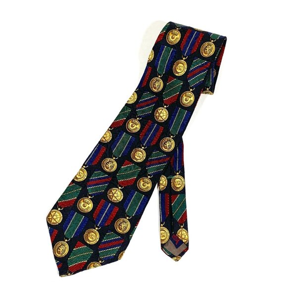 VTG 90s Tommy Hilfiger 100% Italian Silk Neck Tie, Made In USA - Picture 1 of 5